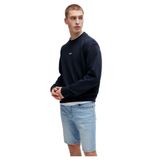 BOSS WeSmallcrew Relaxed-Fit erkek sweatshirt, pamuklu terry kontrast logolu, Koyu Mavi 404, M