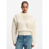 Boss Yarım Balıkçı Yaka Relaxed Krem Kadın Kazak 50548951 - XS