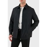 Boss Yün Karışımlı Relaxed Fit Fermuarlı Çizgili Ceket Erkek Ceket 50536787 030 - Siyah - 48