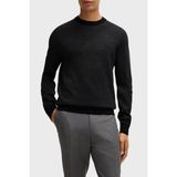 Boss Yünlü Regular Fit Bisiklet Yaka Jakarlı Kazak Erkek Kazak 50526845 001 - Siyah