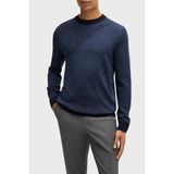 Boss Yünlü Regular Fit Bisiklet Yaka Jakarlı Kazak Erkek Kazak 50526845 404 - Lacivert