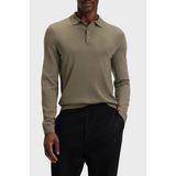Boss Yünlü Regular Fit Düğmeli Polo Yaka Kazak Erkek Polo Yaka Kazak 50476357 245 - Haki
