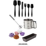bossandmuse 15 Parça Pasta Mutfak Seti Mufin & Baton Kek Kalıbı Un Eleği Silikon Spatula
