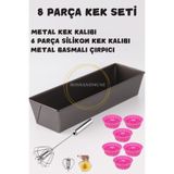 bossandmuse 8 Parça Pasta Seti Metal Kek Kalıbı 6'lı Mufin Silikon Kek Kalıbı Yumurta Çırpıcı
