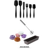 bossandmuse 9 Parça Silikon Kek Kalıbı Metal Kek Kalıbı Silikon Spatula Metal Çırpıcı