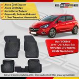 Bosse North Serisi Opel Corsa E 2014-2019 Siyah Derin Araca Özel Havuzlu Paspas