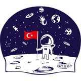 Bosstancı Silikon Bone Astronot Baskılı Havuz ve Deniz Bonesi - Standart - Lacivert