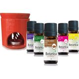 Botanica Buhurdanlık Seti ve Buhurdanlık Yağları Evde Buhur Lavanta, Sandal, Gül, Limon, Çay Ağacı Yağı Seti - 10 ml