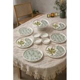 Botanik 6 Kişilik 11 Parça Handmade Seramik Kahvaltı Takımı & Desenli Sunum Seti Çerezlik Ve Servis Tabaklı