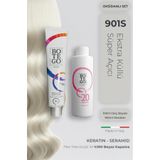 botegohair Profesyonel Krem Saç Boyası - 901 S Ekstra Küllü Süper Açıcı 100 ml - 20 Volume 150 ml Oksidan SET