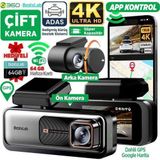 Botslab G980H Pro ADAS Ön Kamera Gerçek 4K UHD Arka 2K QHD 170° Geniş Açı Lens Gece Görüşü Dahili Gps Modülü Akıllı Araç İçi Kamera (64GB HAFIZA KARTI HEDİYELİ)
