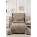 Bottega Home Bej Tek Kişilik Pelüş Yatak Örtüsü (160x220-50x70)