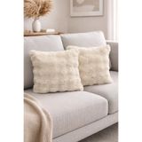 Bottega Home Krem Bubble Desenli Peluş Çift Taraflı 2'li Kırlent Kılıfı (40x40) - 2 ADET