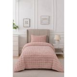 Bottega Home Loria Pudra Pembe Tek Kişilik Pelüş Yatak Örtüsü (160x220 - 50x70)