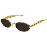 Bottega Veneta Unisex 1386S 001 57-21 Güneş Gözlüğü Altın Renk Oval Çerçeve UV 400 Filtre