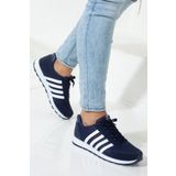 BOUIS Erkek Lacivert Beyaz Çizgili Casual Rahat Yumuşak Tabanlı Konforlu Sneaker Spor Ayakkabı
