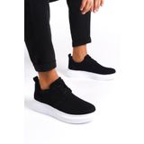 BOUIS Erkek Siyah Beyaz Süet Bağcıklı Spor Günlük Ayakkabı Yüksek Kalın Taban Hafif Rahat Taban Sneaker