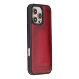 Bouletta Apple iPhone 16 Pro uyumlu, Hakiki Deri, El Yapımı Kılıf, Gölgeli Kırmızı