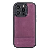 Bouletta CZ7 Apple iPhone 14 Pro Uyumlu Deri Standlı Mor Cep Telefonu Arka Kapak