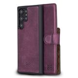 Bouletta CZ7 Mor Samsung Galaxy S22 Ultra Uyumlu Deri Cüzdanlı Kılıf