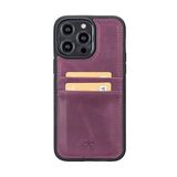 Bouletta FXCP CZ7 Apple iPhone 14 Pro Max Deri Mor Cep Telefonu Arka Kapak