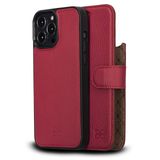 BOULETTA iPhone 13 Pro Max Cüzdan Kılıf Magsafe ile Uyumlu - Hakiki Deri Folyo Kılıf, Manyetik Çıkarılabilir, RFID Korumalı Kart Tutucu ve Kickstand Telefon Kılıfı 6,7 inç, Apple Kırmızısı