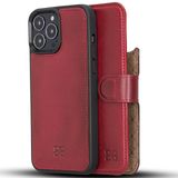 BOULETTA iPhone 13 Pro Max Cüzdan Kılıf Magsafe ile Uyumlu - Hakiki Deri Folyo Kılıf, Manyetik Çıkarılabilir, RFID Korumalı Kart Tutucu ve Kickstand Telefon Kılıfı 6,7 inç, Vintage Kırmızı