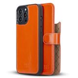 BOULETTA iPhone 13 Pro Max için Kılıf – Hakiki Deri Cüzdan Folyo Kılıflar Manyetik Çıkarılabilir RFID Engelleme Magsafe Flip Stand Telefon Kılıfı 3 Kart Yuvası ve Destek Çubuğu 6,7 inç Turuncu