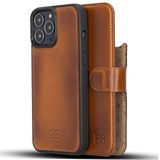 BOULETTA iPhone 13 Pro Max için Kılıf - Hakiki Deri Cüzdan Folyo Kılıflar Manyetik Çıkarılabilir RFID Engelleme Magsafe Flip Stand Telefon Kılıfı 3 Kart Yuvası ve Destek Çubuğu 6,7 inç