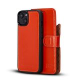 BOULETTA iPhone 14 için Kılıf Cüzdan Magsafe - Hakiki Deri Manyetik Sökülebilir Folyo Telefon Kılıfı RFID Kart Tutuculu 3 Yuva 6.1" Erkekler Kadınlar için Turuncu