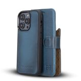 BOULETTA iPhone 14 Pro için Cüzdan Kılıf Magsafe Uyumlu Tam Tahıl Deri, Manyetik Çıkarılabilir Folyo Telefon Cüzdan Kılıfı (2'si 1 arada) - RFID Engelleme ile 3 Kart Tutucu, Lacivert