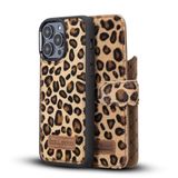BOULETTA iPhone 14 Pro Kılıf Cüzdan Magsafe - Hakiki Deri Manyetik Ayrılabilir Folio Telefon Kılıfı RFID Kart Tutucu ile 3 Yuvaları 6.1 '' Erkekler Kadınlar için Leopar