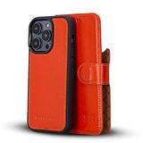 BOULETTA iPhone 14 Pro Kılıf Cüzdan Magsafe - Hakiki Deri Manyetik Ayrılabilir Folyo Telefon Kılıfı RFID Kart Tutucu ile 3 Yuvalı 6.1 '' Erkekler Kadınlar için Turuncu