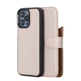 BOULETTA iPhone 14 Pro Max Kılıf Cüzdan Magsafe ile Uyumlu - Hakiki Deri Manyetik Çıkarılabilir Folyo Telefon Kılıfı RFID Kart Tutucu 3 Yuvalı 6,7 inç Bej