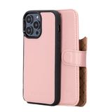 BOULETTA iPhone 14 Pro Max Kılıf Cüzdan Magsafe ile Uyumlu - Hakiki Deri Manyetik Çıkarılabilir Folyo Telefon Kılıfı RFID Kart Tutucu 3 Yuvalı 6,7 inç Pembe