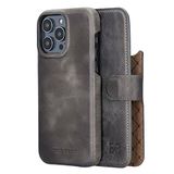 Bouletta iPhone 14 Pro Max Kılıf Cüzdan Magsafe ile uyumludur - Hakiki Deri Manyetik Çıkarılabilir Folyo Telefon 360 Tam Kapak RFID Kart Tutucu 3 Yuvalı ve Pencere Kimliği 6.7'' Erkekler Kadınlar için