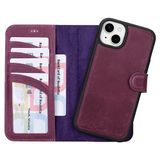 BOULETTA iPhone 15 Plus Cüzdan Telefon Kılıfı MagSafe ile Uyumlu, Tam Tahıl Deri, Manyetik Çıkarılabilir Folyo Telefon Kılıfı (2'si 1 arada) - RFID Engelleme ile 4 Kart Tutucu 6,7 inç, Mor