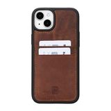 BOULETTA iPhone 15 Plus Kart Tutuculu Kılıf - Hakiki Deri, Koruyucu, İnce Telefon Kılıfı, 2 Kart Tutucu, RFID Engelleme 6,7 inç, Antik Kahverengi