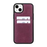 BOULETTA iPhone 15 Plus Kart Tutuculu Kılıf - Hakiki Deri, Koruyucu, İnce Telefon Kılıfı, 2 Kart Tutucu, RFID Engelleme 6,7 inç, Mor