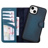 BOULETTA iPhone 15 Plus Kılıf Magsafe Uyumlu Tam Tahıl Deri, Manyetik Çıkarılabilir Folyo Telefon Cüzdan Kılıfı (2'si 1 arada) - RFID Engelleme ile 4 Kart Tutucu 6,7 inç, Mavi