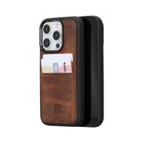 BOULETTA iPhone 15 Pro Kart Tutucu Kılıf - Hakiki Deri, Koruyucu, İnce Telefon Kılıfı, 2 Kart Tutucu, RFID Engelleme 6,1 inç, Antik Kahverengi