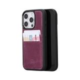 BOULETTA iPhone 15 Pro Kart Tutucu Kılıf - Hakiki Deri, Koruyucu, İnce Telefon Kılıfı, 2 Kart Tutucu, RFID Engelleme 6,1 inç, Mor