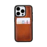 BOULETTA iPhone 15 Pro Kart Tutucu Kılıf - Hakiki Deri, Koruyucu, İnce Telefon Kılıfı, 2 Kart Tutucu, RFID Engelleme 6,1 inç, Tan Kahverengi