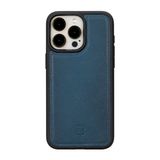 BOULETTA iPhone 15 Pro Max (6,7 inç) Telefon Kılıfı ile Uyumlu Hakiki Deri Yumuşak Geçmeli Arka Kapak Kılıf İnce ve Koruyucu MagSafe ve Kablosuz Şarj Telefon Kılıfı ile Uyumlu, Mavi