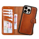 BOULETTA iPhone 15 Pro Max Kılıf Magsafe Uyumlu Tam Tahıl Deri, Manyetik Çıkarılabilir Folyo Telefon Cüzdan Kılıfı (2'si 1 arada) - RFID Engelleme 6,7 inç ile 4 Kart Tutucu, Tan Kahverengi