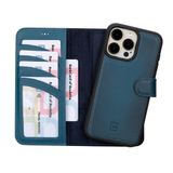 BOULETTA iPhone 15 Pro Max Kılıf Magsafe Uyumlu Tam Tahıl Deri, Manyetik Çıkarılabilir Folyo Telefon Cüzdan Kılıfı (2'si 1 arada) - RFID Engelleme ile 4 Kart Tutucu 6,7 inç Mavi