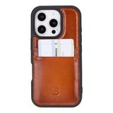 BOULETTA iPhone 16 Pro için Kart Tutuculu Kılıf, Düşme/Darbe Koruması, El İşi Birinci Sınıf Deri, Kamera Koruması, RFID Engelleme, İnce Kılıf, 6,3 inç Bronz Kahverengi