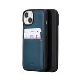 BOULETTA Kart Tutuculu iPhone 15 Kılıfı ile Uyumlu - Hakiki Deri, Koruyucu, İnce Telefon Kılıfı, 2 Kart Tutucu, RFID Engelleme 6,1 inç, Mavi