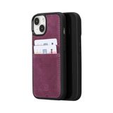 BOULETTA Kart Tutuculu iPhone 15 Kılıfı ile Uyumlu - Hakiki Deri, Koruyucu, İnce Telefon Kılıfı, 2 Kart Tutucu, RFID Engelleme 6,1 inç, Mor
