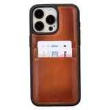 BOULETTA Kart Tutuculu iPhone 15 ProMax Kılıfı ile Uyumlu - Hakiki Deri, Koruyucu, İnce Telefon Kılıfı, 2 Kart Tutucu, RFID Engelleme 6,7 inç, Tan Kahverengi